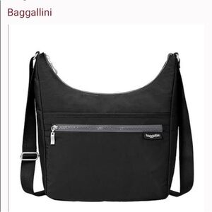 Baggallini Sidekick Large Hobo Crossbody Bag Lightweight Pockets Adj Strap Black